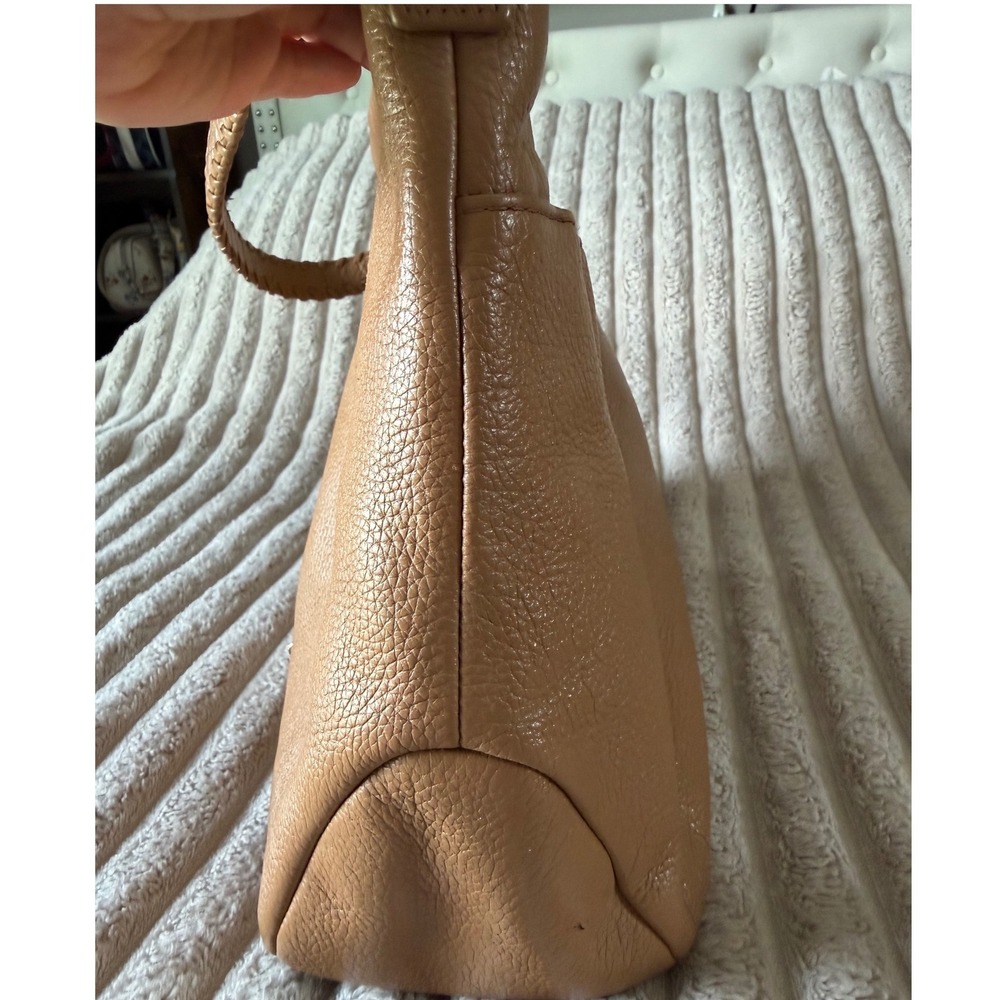 Elaine Turner Tan Pebbled Leather Hobo Bag Braided Strap Tassel Pink Lining - Picture 11 of 11